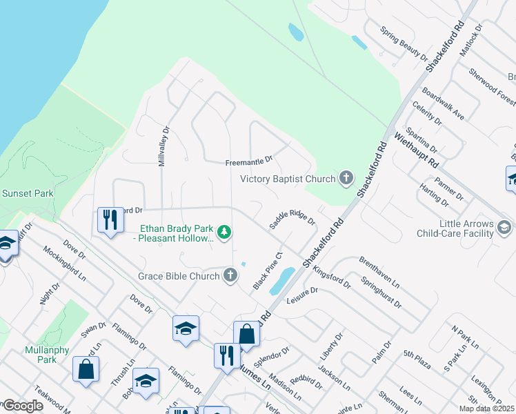 map of restaurants, bars, coffee shops, grocery stores, and more near 1960 Courtyard Place in Florissant