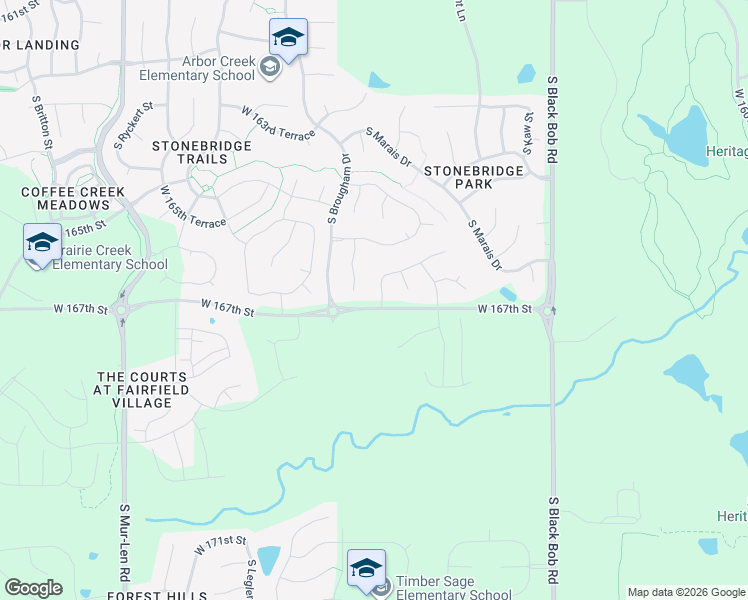 map of restaurants, bars, coffee shops, grocery stores, and more near 16687 South Loiret Street in Olathe
