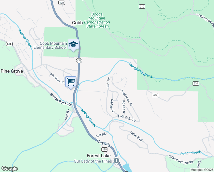 map of restaurants, bars, coffee shops, grocery stores, and more near 16161 Golf Road in Cobb