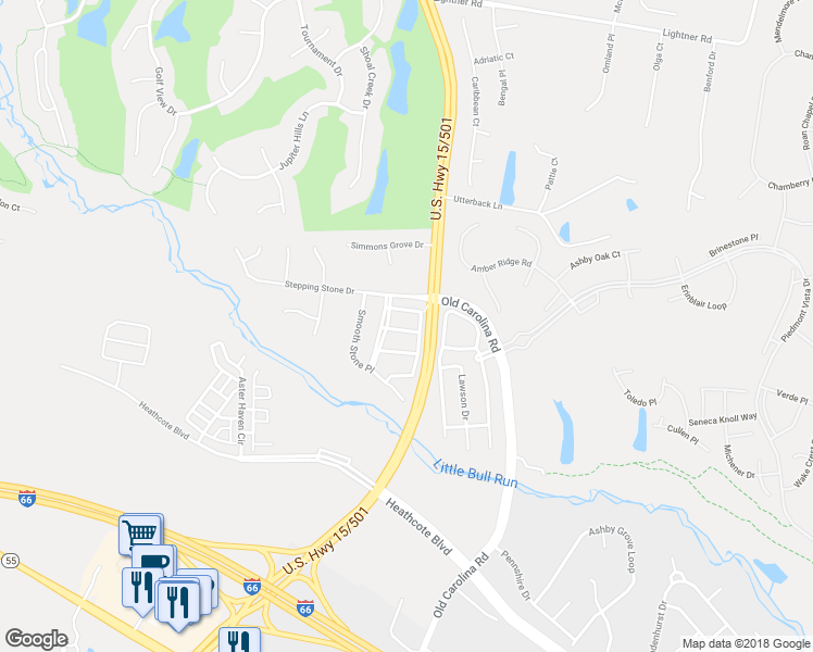 map of restaurants, bars, coffee shops, grocery stores, and more near 15008 Danube Way in Haymarket