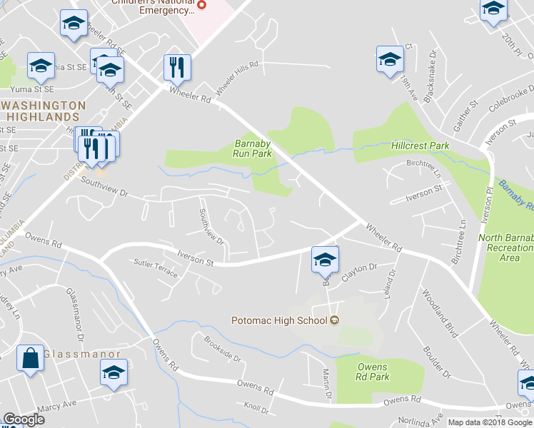 map of restaurants, bars, coffee shops, grocery stores, and more near 4719 Summertime Dr in Oxon Hill