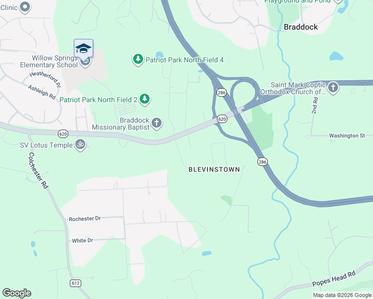 map of restaurants, bars, coffee shops, grocery stores, and more near 12225 Braddock Road in Fairfax