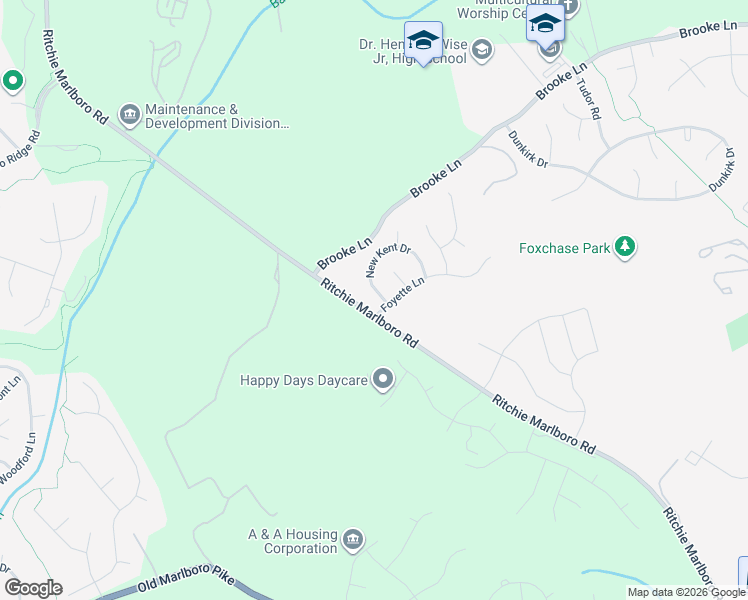 map of restaurants, bars, coffee shops, grocery stores, and more near 4702 New Kent Drive in Upper Marlboro