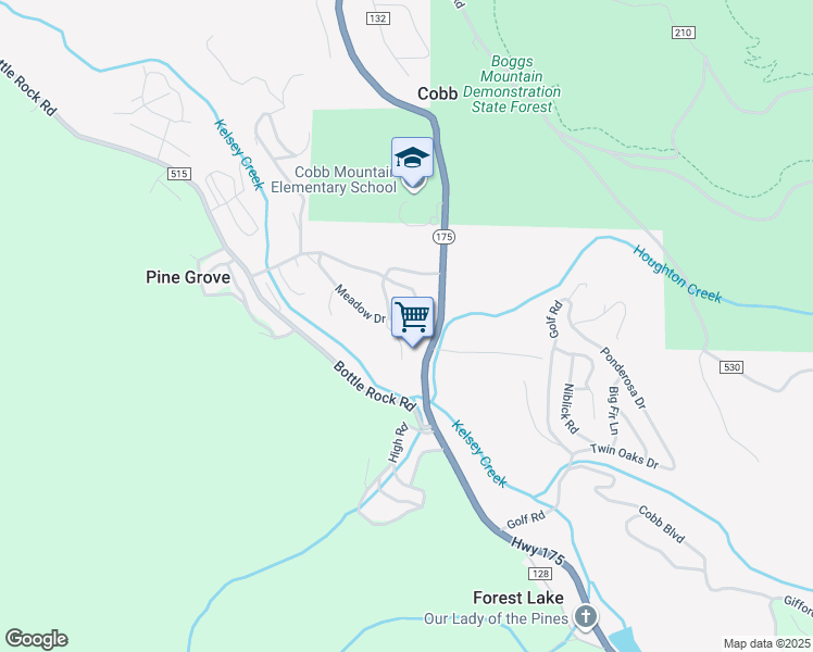 map of restaurants, bars, coffee shops, grocery stores, and more near 9945 Meadow Drive in Cobb