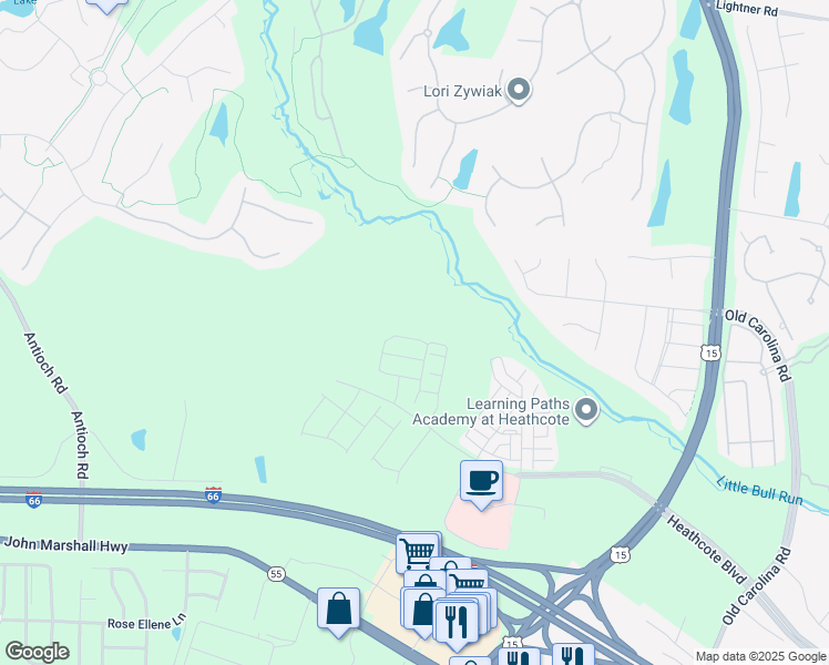map of restaurants, bars, coffee shops, grocery stores, and more near 6077 Camerons Ferry Drive in Haymarket