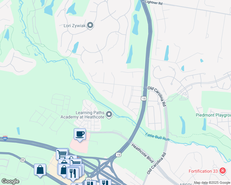 map of restaurants, bars, coffee shops, grocery stores, and more near 5973 Spout Spring Court in Haymarket