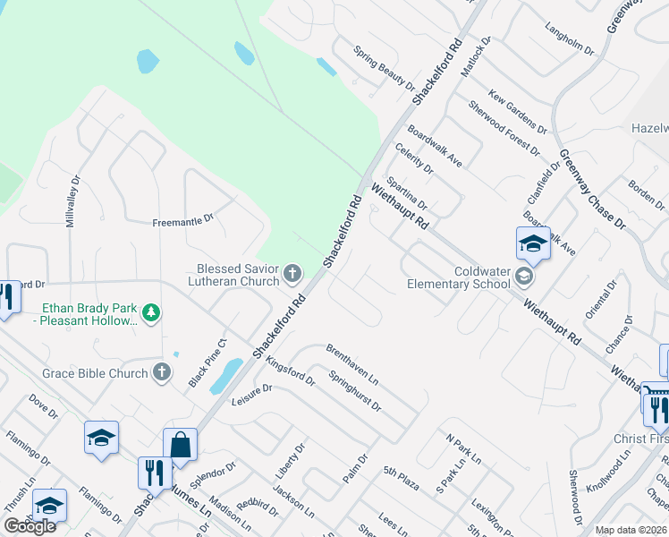 map of restaurants, bars, coffee shops, grocery stores, and more near 1750 Emerald Creek Drive in Florissant