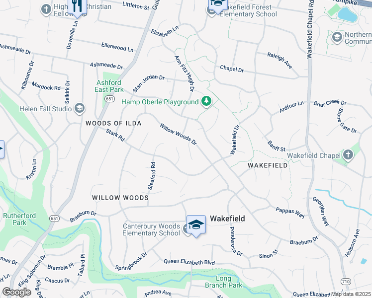 map of restaurants, bars, coffee shops, grocery stores, and more near 4504 Mullen Lane in Annandale