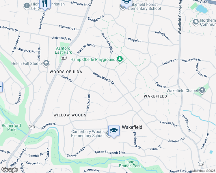 map of restaurants, bars, coffee shops, grocery stores, and more near 4504 Mullen Lane in Annandale