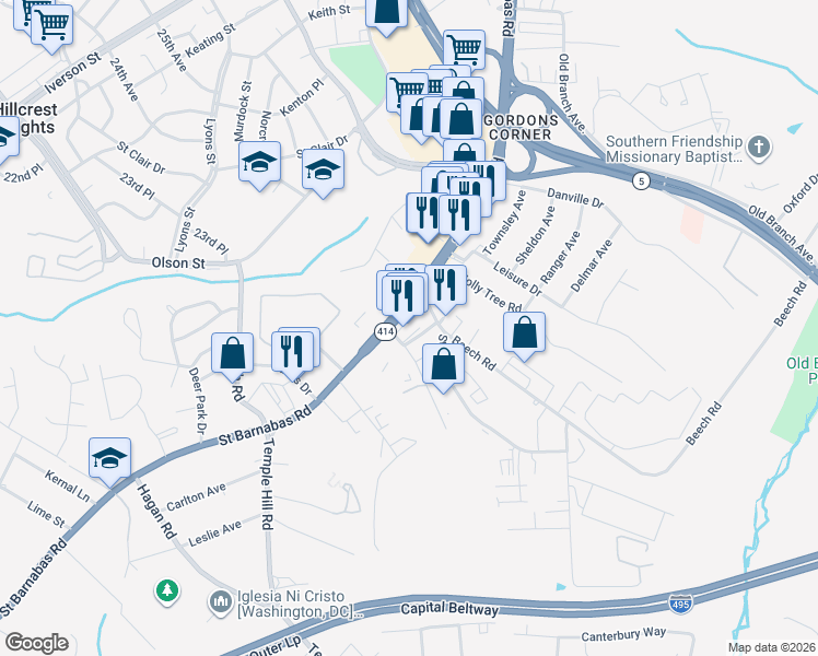 map of restaurants, bars, coffee shops, grocery stores, and more near 101 Independence Avenue Southeast in Washington