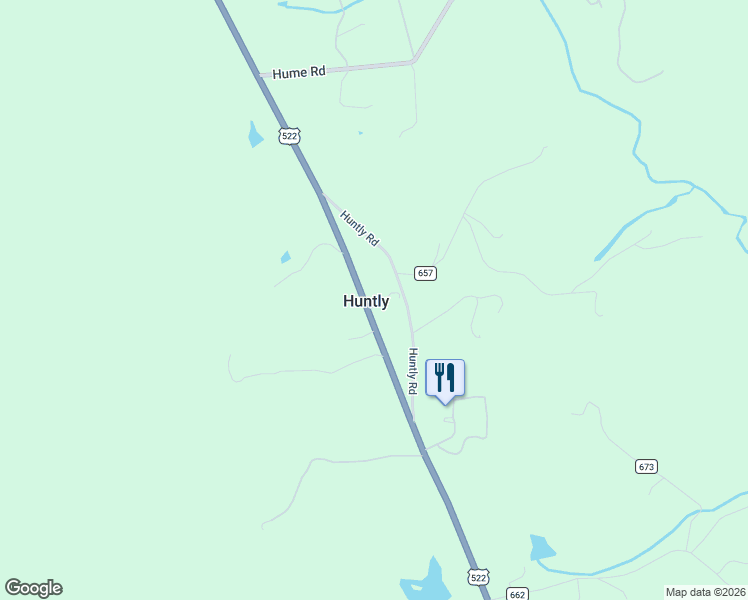 map of restaurants, bars, coffee shops, grocery stores, and more near 1554 Zachary Taylor Highway in Huntly