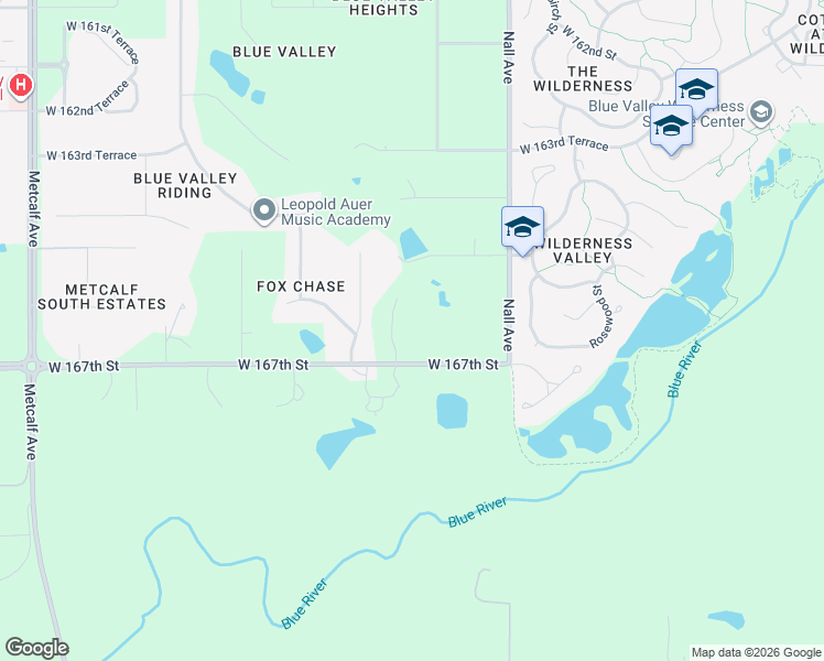 map of restaurants, bars, coffee shops, grocery stores, and more near 5830 West 167th Street in Stilwell