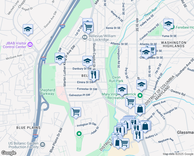 map of restaurants, bars, coffee shops, grocery stores, and more near 101 Independence Avenue Southeast in Washington