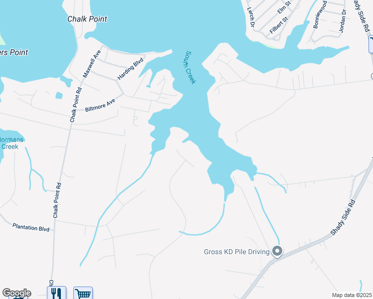 map of restaurants, bars, coffee shops, grocery stores, and more near 1012 South Creek View Court in Shady Side