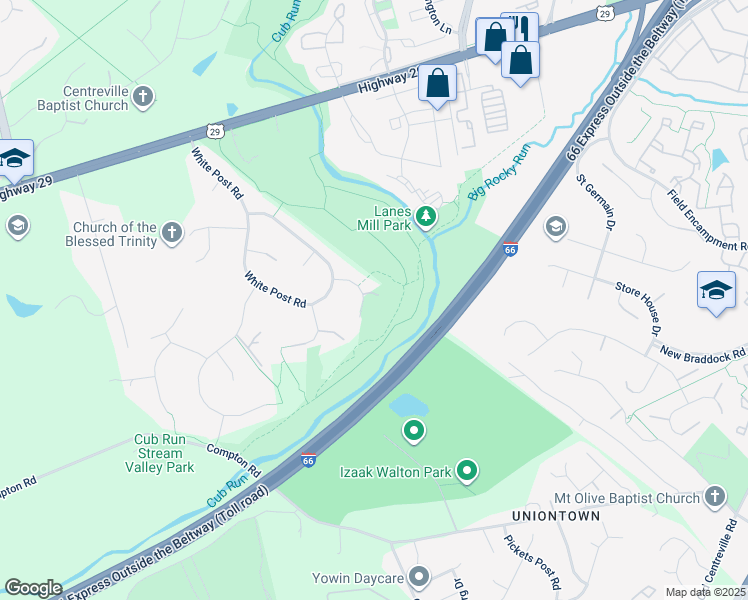 map of restaurants, bars, coffee shops, grocery stores, and more near 14806 Green Post Court in Centreville