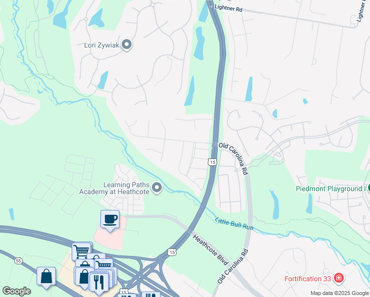 map of restaurants, bars, coffee shops, grocery stores, and more near 6005 Smooth Stone Place in Haymarket