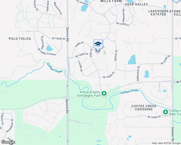 map of restaurants, bars, coffee shops, grocery stores, and more near 11515 West 166th Terrace in Overland Park