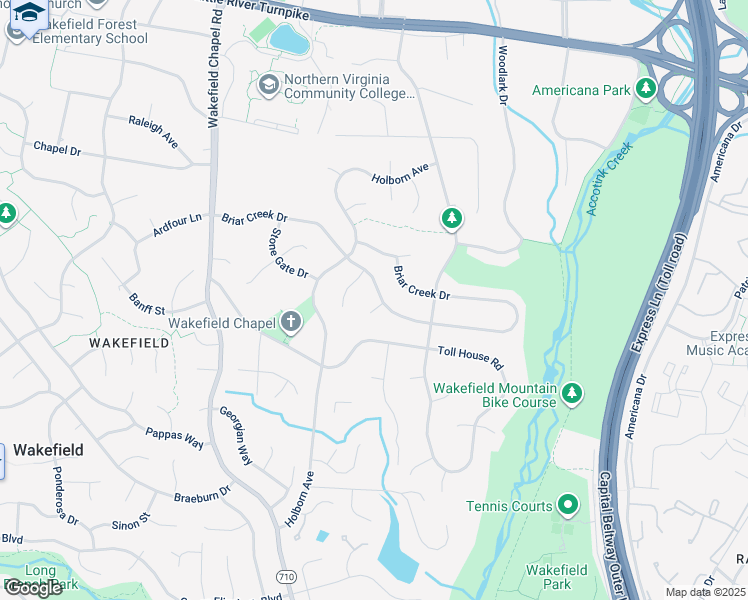 map of restaurants, bars, coffee shops, grocery stores, and more near 4410 Woodchuck Court in Annandale