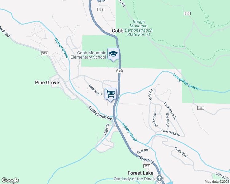 map of restaurants, bars, coffee shops, grocery stores, and more near 10005 Meadow Drive in Cobb