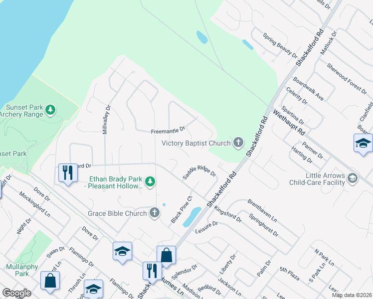 map of restaurants, bars, coffee shops, grocery stores, and more near 2012 Freemantle Court in Florissant