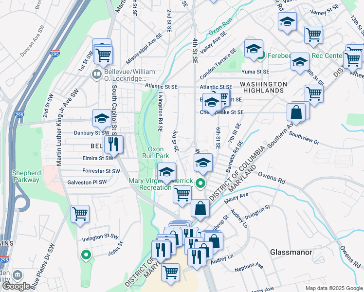 map of restaurants, bars, coffee shops, grocery stores, and more near 101 Independence Avenue Southeast in Washington