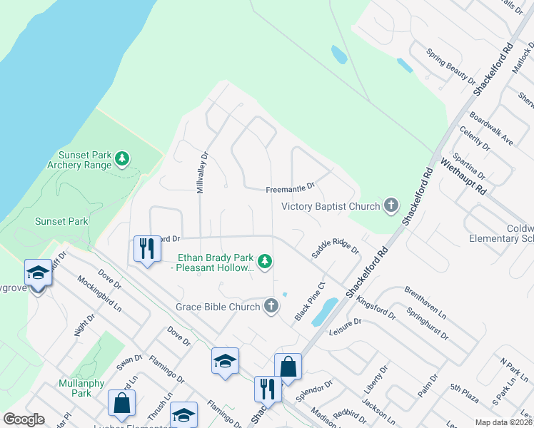 map of restaurants, bars, coffee shops, grocery stores, and more near 2152 Central Parkway in Florissant
