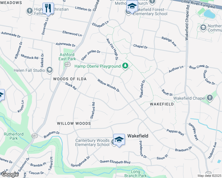 map of restaurants, bars, coffee shops, grocery stores, and more near 4237 Willow Woods Drive in Annandale