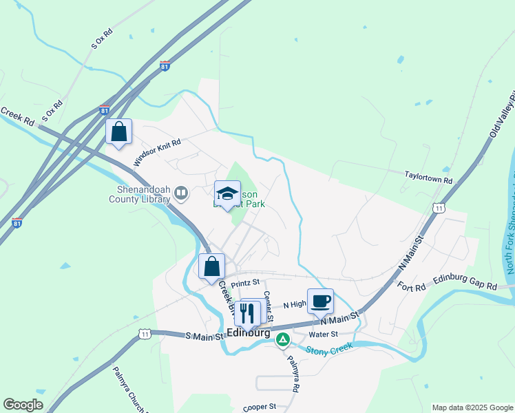 map of restaurants, bars, coffee shops, grocery stores, and more near 307 Shenandoah Avenue in Edinburg