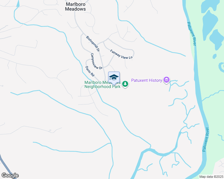 map of restaurants, bars, coffee shops, grocery stores, and more near 4410 Bishopmill Drive in Upper Marlboro