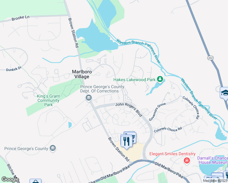 map of restaurants, bars, coffee shops, grocery stores, and more near 13818 Captain Marbury Lane in Upper Marlboro
