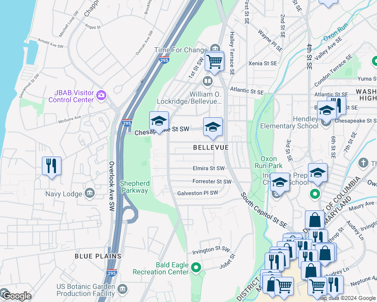 map of restaurants, bars, coffee shops, grocery stores, and more near 131 Darrington Street Southwest in Washington