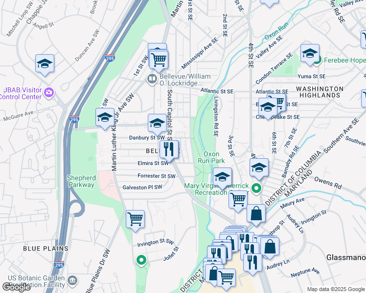 map of restaurants, bars, coffee shops, grocery stores, and more near 101 Independence Avenue Southeast in Washington