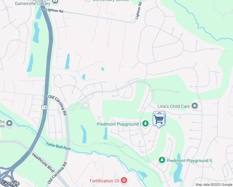 map of restaurants, bars, coffee shops, grocery stores, and more near 14580 Blair Brook Court in Haymarket