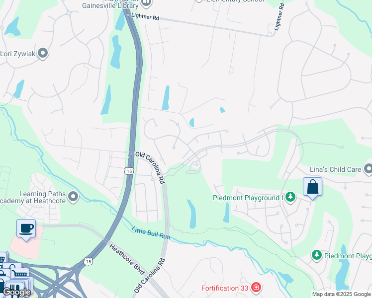 map of restaurants, bars, coffee shops, grocery stores, and more near 14850 Vailmont Court in Haymarket
