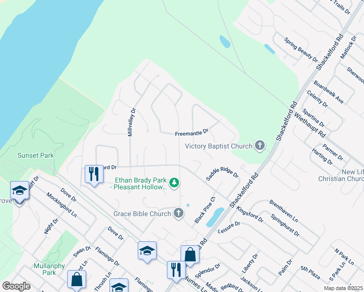 map of restaurants, bars, coffee shops, grocery stores, and more near 2171 Central Parkway in Florissant
