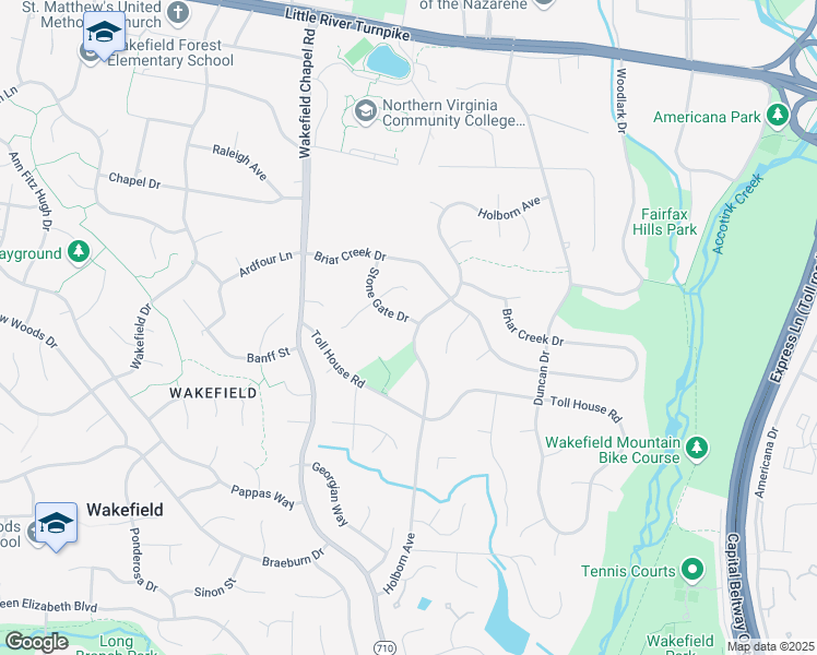 map of restaurants, bars, coffee shops, grocery stores, and more near 4408 Holborn Avenue in Annandale