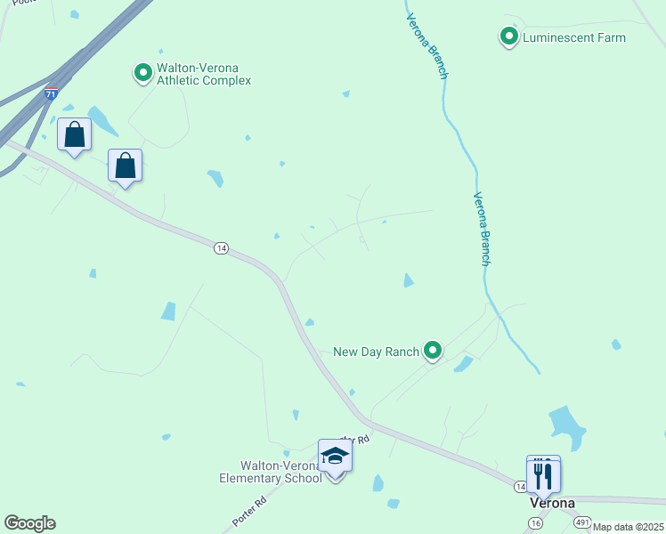 map of restaurants, bars, coffee shops, grocery stores, and more near 2470 Peppermill Court in Verona