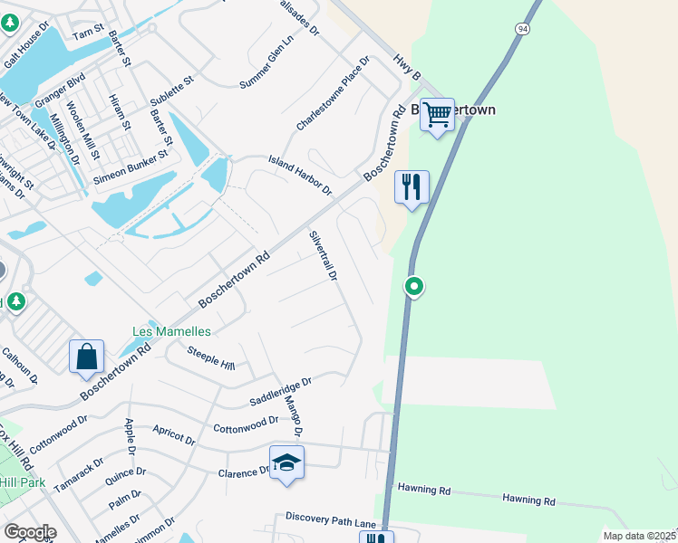 map of restaurants, bars, coffee shops, grocery stores, and more near 3292 Silvertrail Drive in Saint Charles