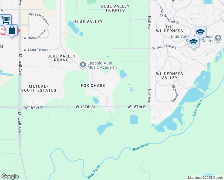map of restaurants, bars, coffee shops, grocery stores, and more near 16601 Dearborn Drive in Stilwell