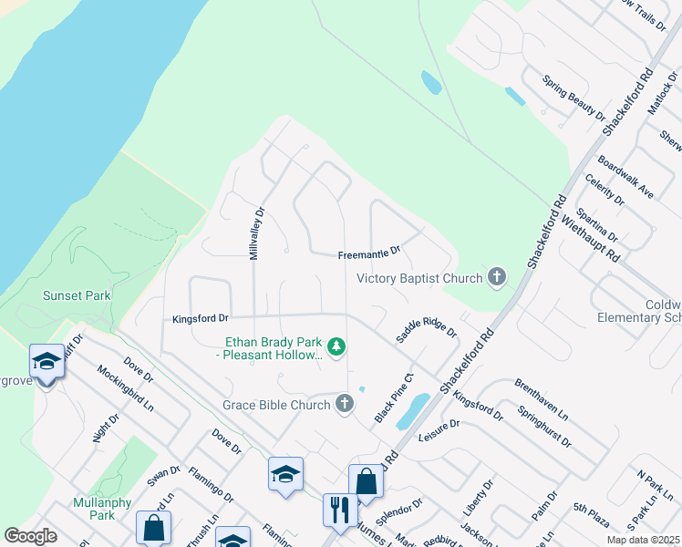 map of restaurants, bars, coffee shops, grocery stores, and more near 2182 Central Parkway in Florissant