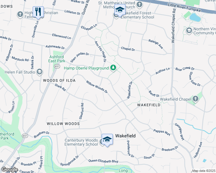 map of restaurants, bars, coffee shops, grocery stores, and more near 8803 Rucker Court in Annandale