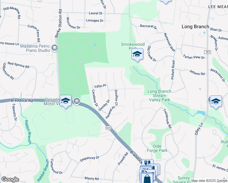 map of restaurants, bars, coffee shops, grocery stores, and more near 9713 Doulton Court in Fairfax