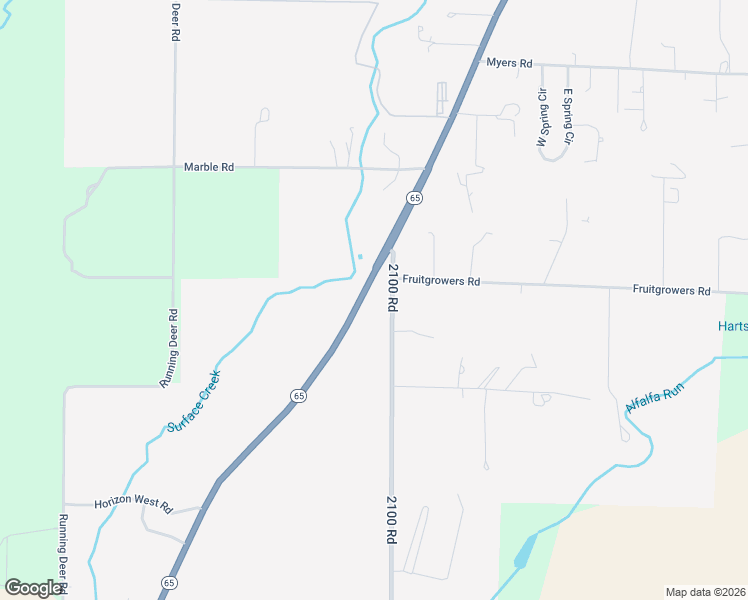 map of restaurants, bars, coffee shops, grocery stores, and more near 11939 2100 Rd in Orchard City
