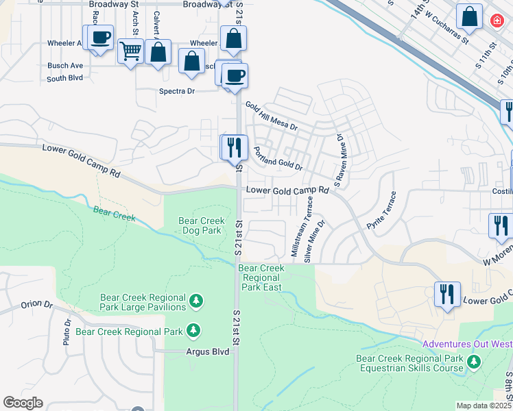 map of restaurants, bars, coffee shops, grocery stores, and more near 1746 Victorian Point in Colorado Springs
