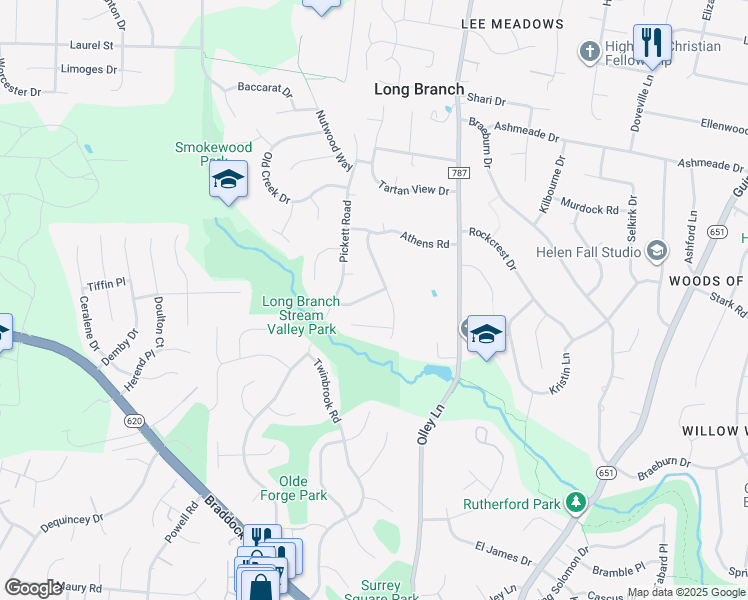 map of restaurants, bars, coffee shops, grocery stores, and more near 9421 Winterberry Lane in Fairfax