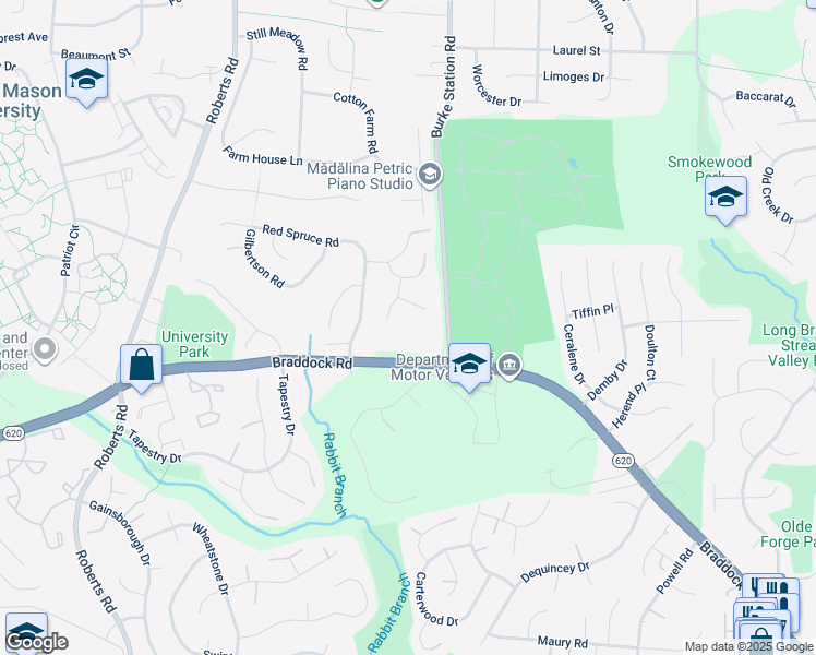 map of restaurants, bars, coffee shops, grocery stores, and more near 4500 Burke Station Road in Fairfax