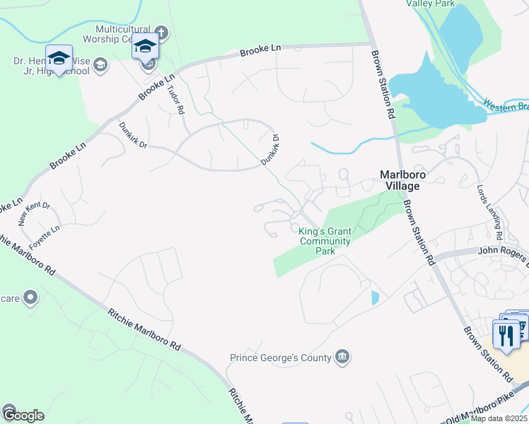 map of restaurants, bars, coffee shops, grocery stores, and more near 13004 Salford Terrace in Upper Marlboro