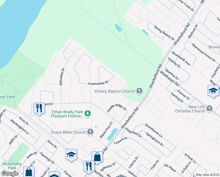 map of restaurants, bars, coffee shops, grocery stores, and more near 2012 Freemantle Court in Florissant
