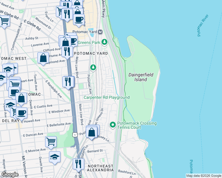 map of restaurants, bars, coffee shops, grocery stores, and more near 101 Independence Avenue Southeast in Washington