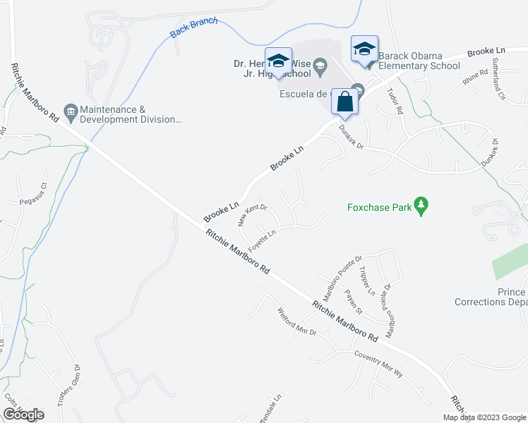 map of restaurants, bars, coffee shops, grocery stores, and more near 4727 New Kent Drive in Upper Marlboro